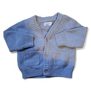 Little Earthling Knit Cardigan | Baby 12M | 100% Cotton | Gray